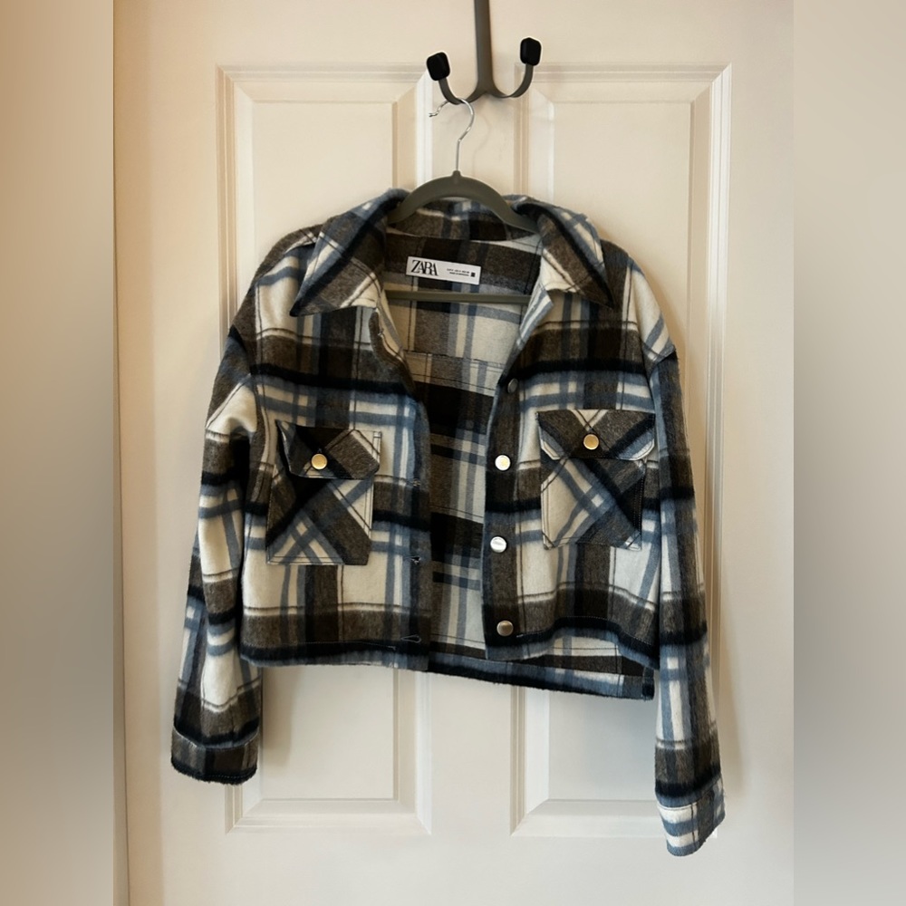 Zara checkered cropped jacket size small